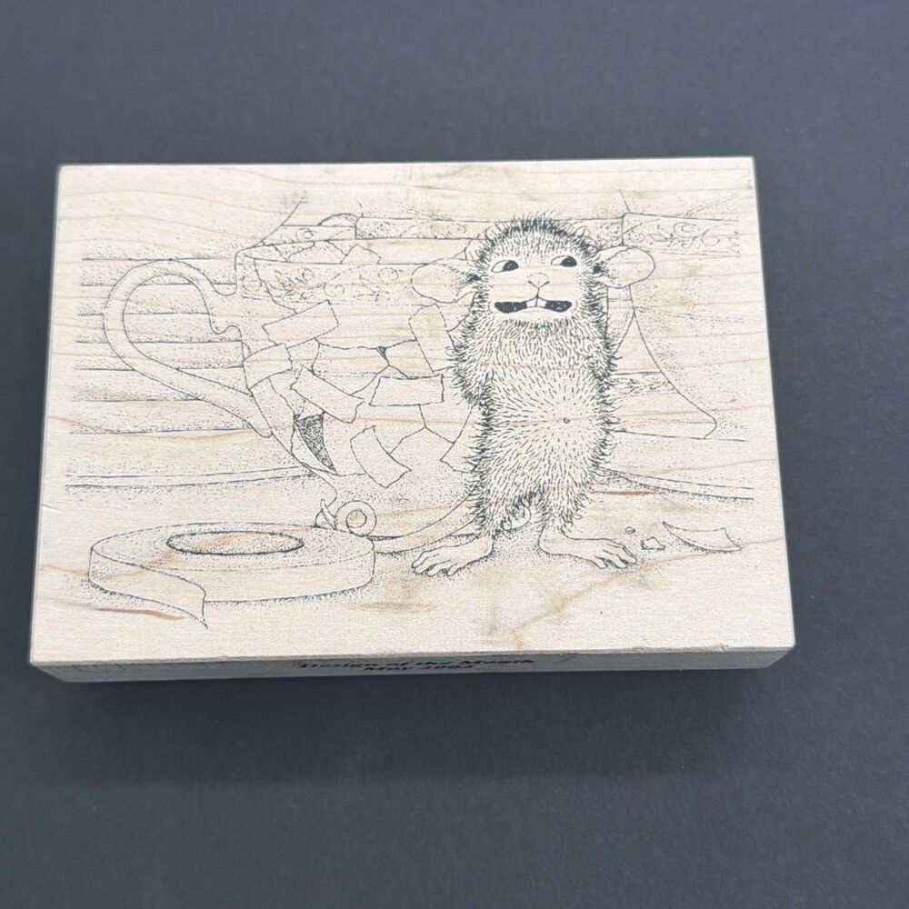 Stampa Rosa House Mouse Whoops! Maxwell Rubber Stamp tea cup sorry whoop